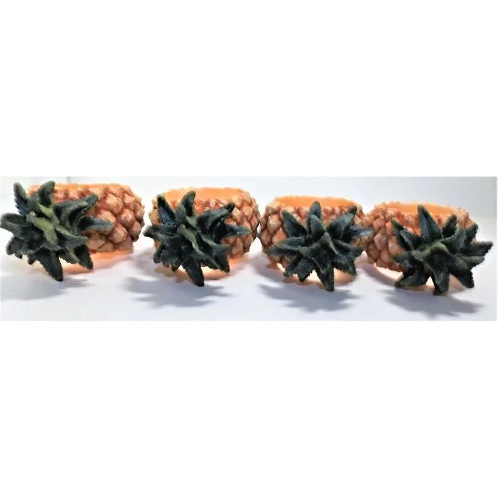 Set of four pineapple napkin rings resin